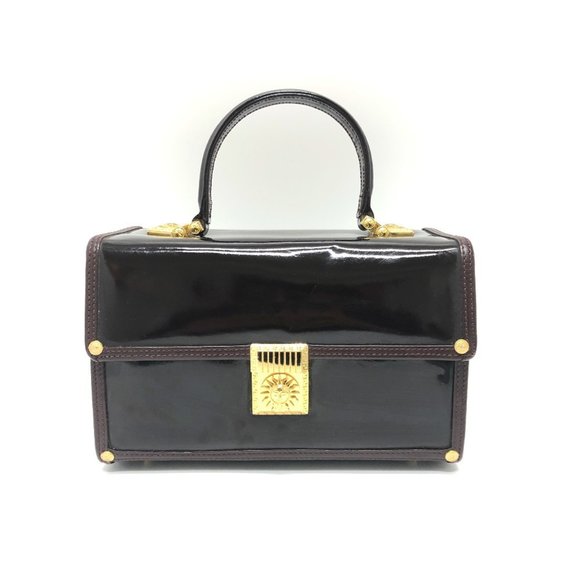VERSACE Vintage Sunburst Vanity Bag Enamel Women's Purple